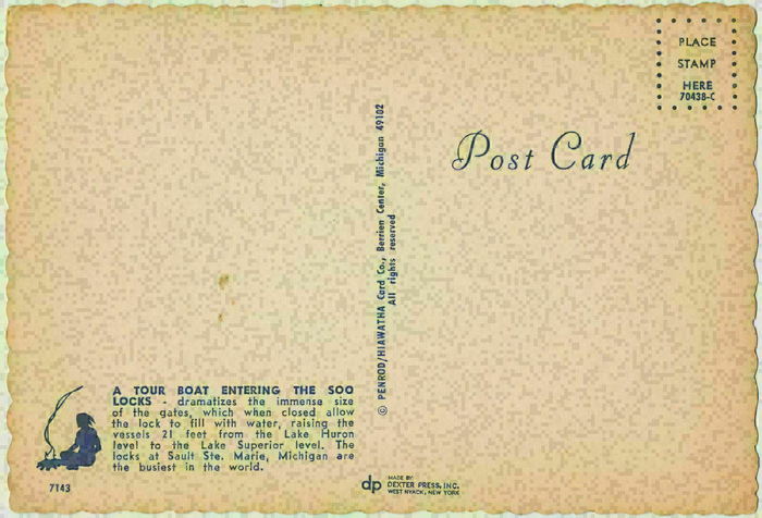 Soo Locks Boat Tours - Old Postcard (newer photo)